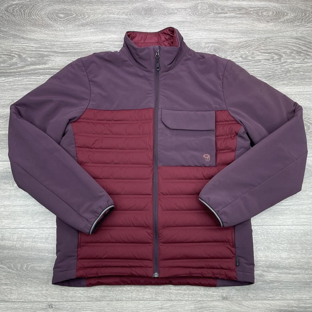 Mountain Hardwear Jacket Mens Medium M Red Full Zip Mock Duck Down Puffer Coat - Picture 1 of 16